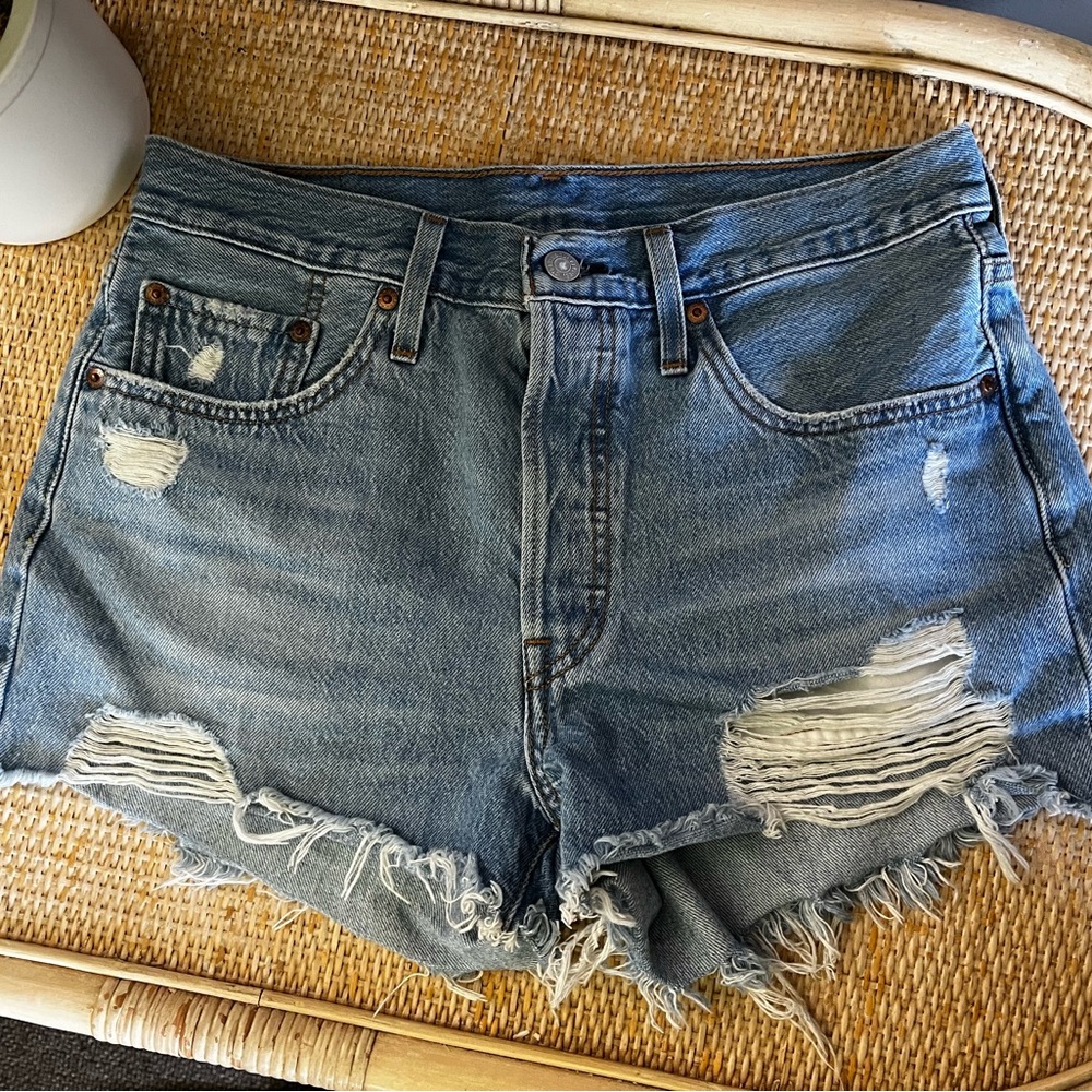 Levi’s 501 High Wasted Festival Distressed Denim Jean Shorts